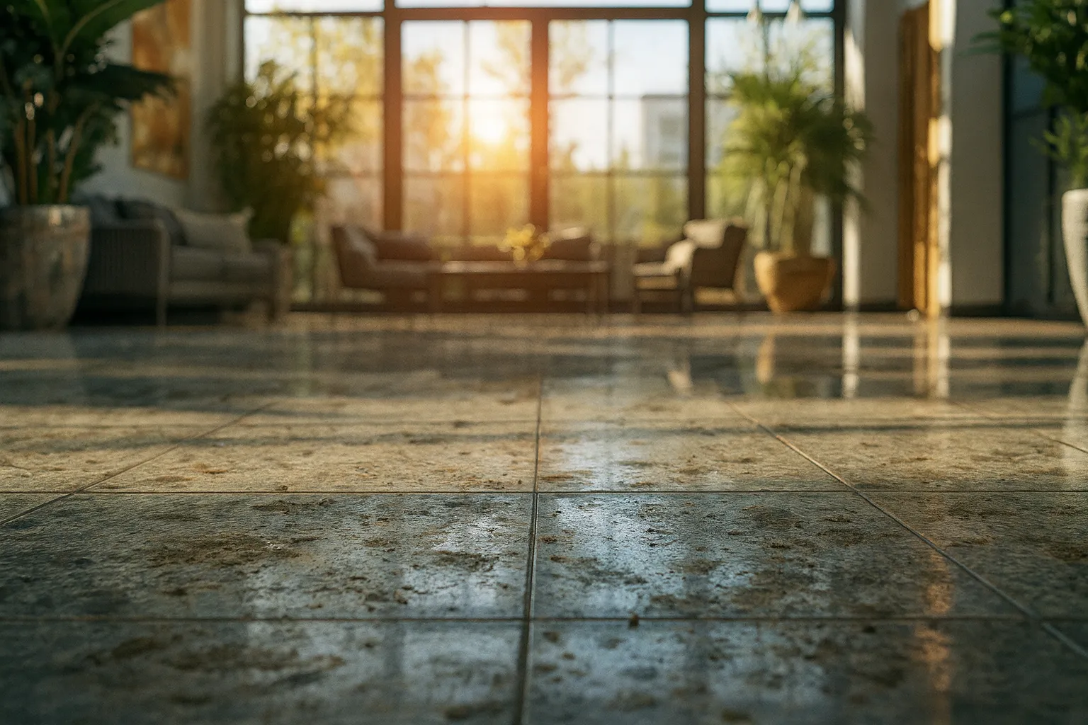 Vorher: verschmutzter Boden